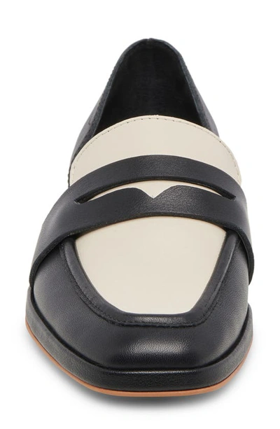 Dolce Vita Moyra D'orsay Penny Loafer In Black/ White Leather