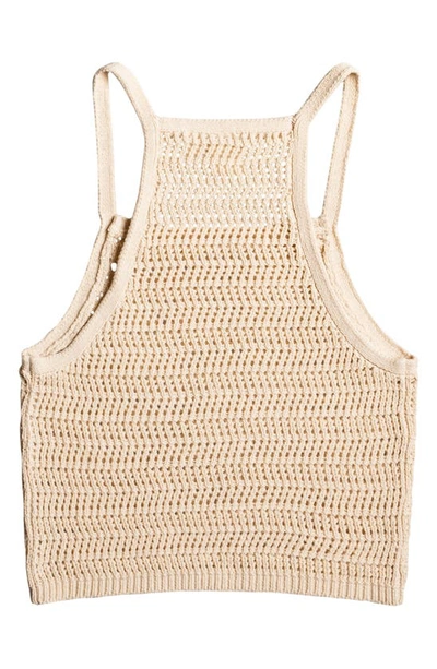 Roxy Malibu Crush Pointelle Stitch Crop Tank In Tapioca