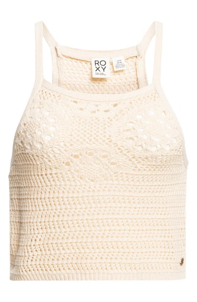 Roxy Malibu Crush Pointelle Stitch Crop Tank In Tapioca