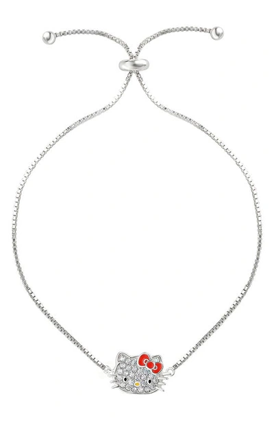 Hello Kitty ® Sterling Silver Pavé Cubic Zirconia  Charm Bracelet In Sterling Silver