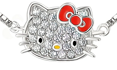 Hello Kitty ® Sterling Silver Pavé Cubic Zirconia  Charm Bracelet In Sterling Silver