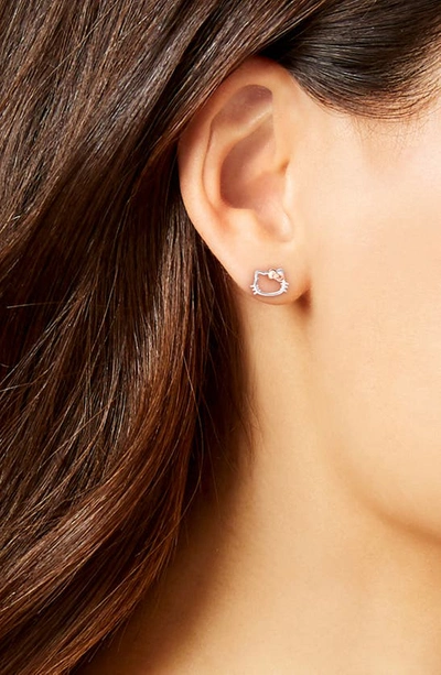 Hello Kitty Sterling Silver  Stud Earrings In Sterling Silver