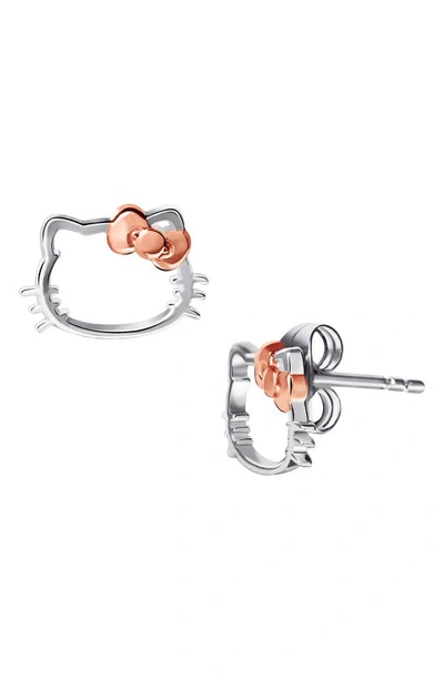 Hello Kitty Sterling Silver  Stud Earrings In Sterling Silver
