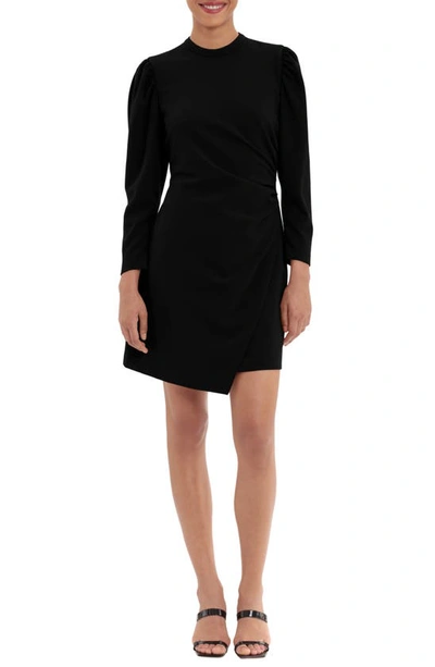 Shop Donna Morgan Puff Shoulder Long Sleeve Ruched Side Sheath Dress In Black