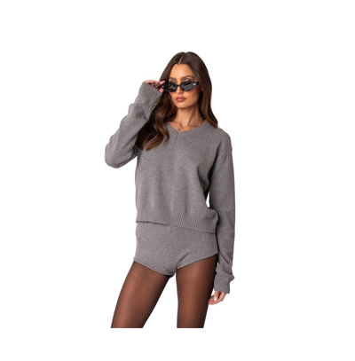 Shop Edikted Women's Comfort Club Oversized Sweater In Gray-melange
