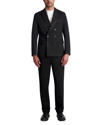 Shop Karl Lagerfeld White Label Men's Double-breasted Sport Coat In Black