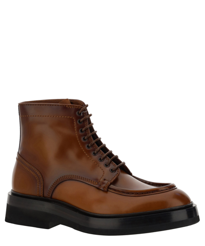 Shop Santoni Lace-up Boots In Brown