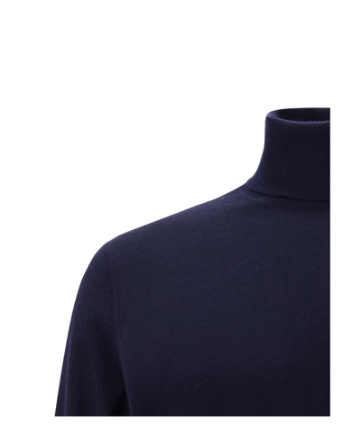 Shop Brunello Cucinelli Roll-neck Sweater In Blue