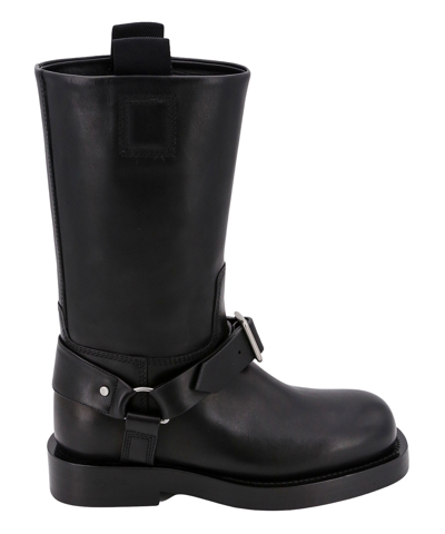 Shop Burberry Saddle Ankle Boots In Black