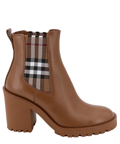 Shop Burberry Heeled Boots In Brown
