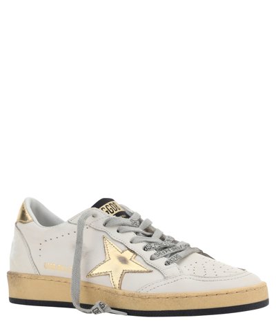 Golden Goose 'ballstar' White Low Top Sneakers With Logo Patch On The Tongue And Distressed Effect In White