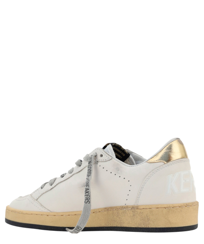 Golden Goose 'ballstar' White Low Top Sneakers With Logo Patch On The Tongue And Distressed Effect In White
