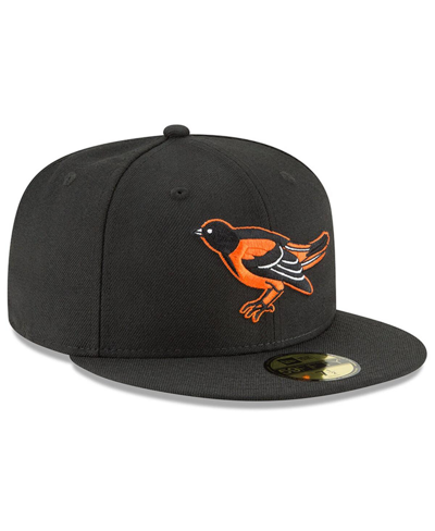 New Era Men's Black Baltimore Orioles Cooperstown Collection Logo 59fifty Fitted Hat In Black