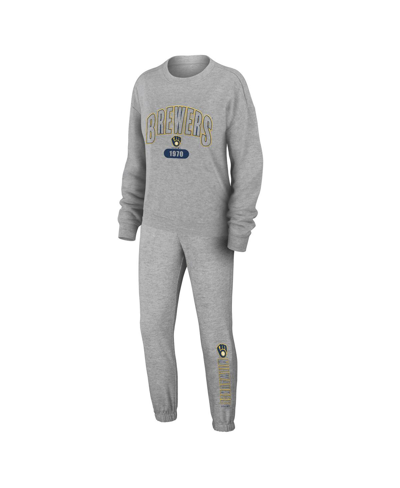 Wear By Erin Andrews Gray Milwaukee Brewers  Knitted Lounge Set In Gray