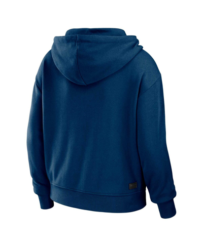 Wear By Erin Andrews Navy/white Chicago Bears Color Block Light Weight Modest Crop Full-zip Hoodie In Navy,white