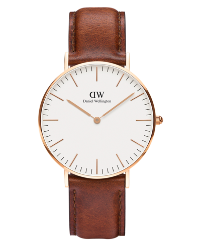 Shop Daniel Wellington Unisex Classic Saint Mawes Brown Leather Watch 36mm