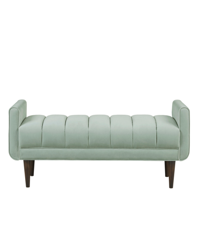 Madison Park 48" Linea Wide Fabric Upholstered Modern Accent Bench In Seafoam