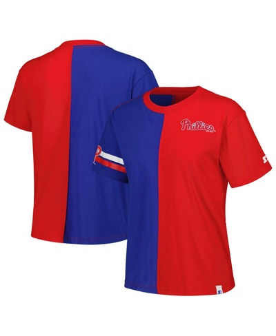 Shop Starter Women's  Red, Royal Philadelphia Phillies Power Move T-shirt In Red,royal