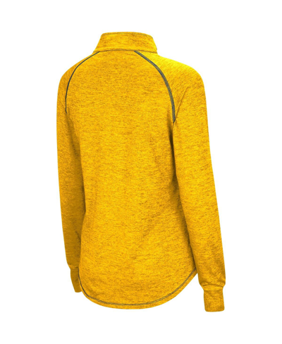 Colosseum Women's  Notre Dame Fighting Irish Bikram Raglan Quarter-zip Top In Gold