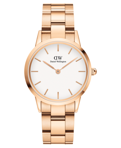 Shop Daniel Wellington Women's Iconic Link 23k Rose Gold Pvd Plated Stainless Steel Watch 32mm In Rose-gold