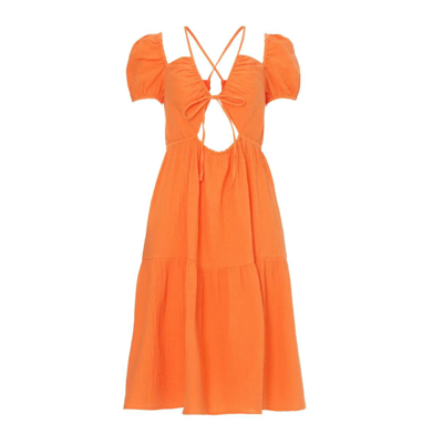 Shop Emilia George Maternity Capped Sleeve Cotton Amelia Dress In Coral