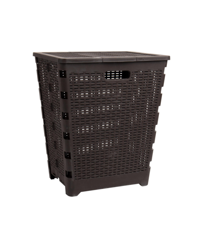 Shop Mind Reader Basket Collection, Foldable Laundry Hamper, 61 Liter 15kg/33lbs Capacity, Attached Hinged Lid In Brown