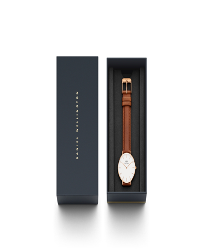 Daniel Wellington 28mm Classic Petite Durham Watch W/ Leather Strap In Brown