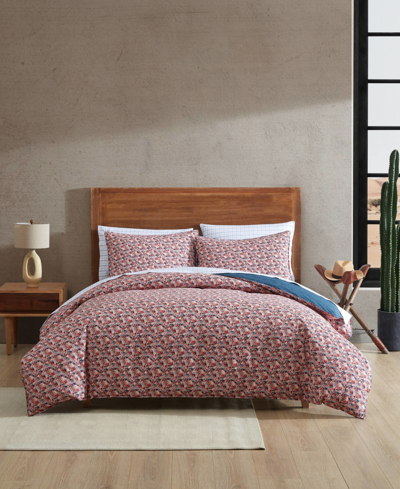 Shop Wrangler Prairie Floral Cotton Reversible 3 Piece Comforter Set, Full/queen In Burgundy