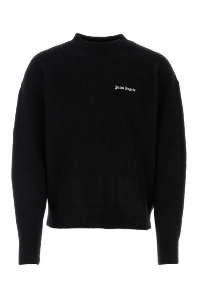 Shop Palm Angels Man Black Stretch Wool Blend Sweater