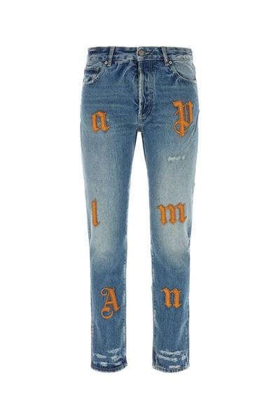 Shop Palm Angels Man Denim Jeans In Blue