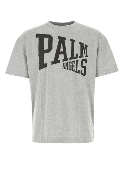 Shop Palm Angels Man Grey Cotton T-shirt In Gray