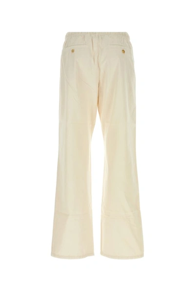 Shop Palm Angels Man Ivory Cotton Joggers In White