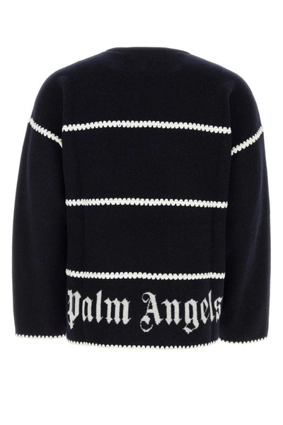 Shop Palm Angels Man Midnight Blue Wool Blend Sweater