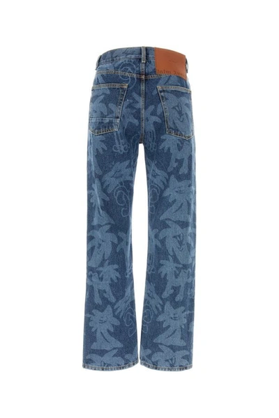 Shop Palm Angels Man Printed Denim Jeans In Blue