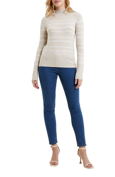 Shop French Connection Babysoft Stripe Funnel Neck Sweater In Lt Oatml M