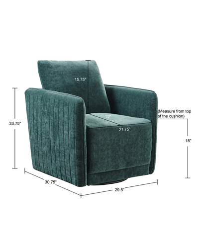 Shop Madison Park 29.5" Kaley Wide Fabric Upholstered 360 Degree Swivel Chair In Green
