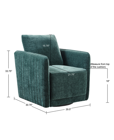 Madison Park 29.5" Kaley Wide Fabric Upholstered 360 Degree Swivel Chair In Green