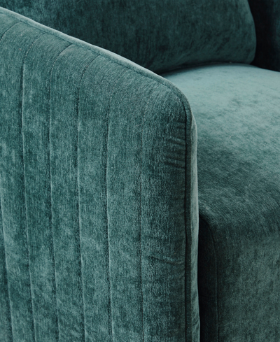 Madison Park 29.5" Kaley Wide Fabric Upholstered 360 Degree Swivel Chair In Green