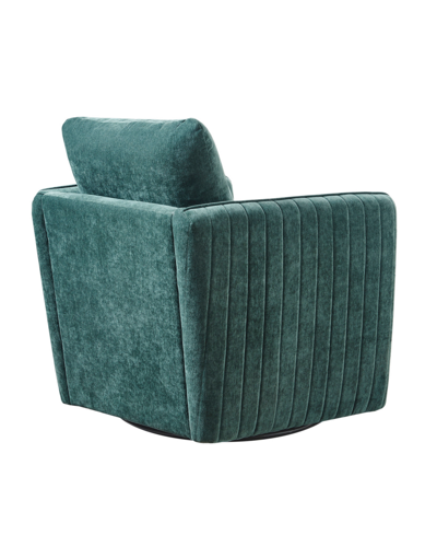 Shop Madison Park 29.5" Kaley Wide Fabric Upholstered 360 Degree Swivel Chair In Green