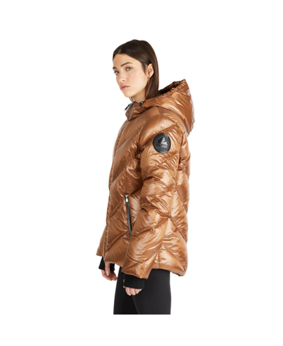 Pajar Women's Nelli Short Puffer Jacket With Fixed Hood In Copper