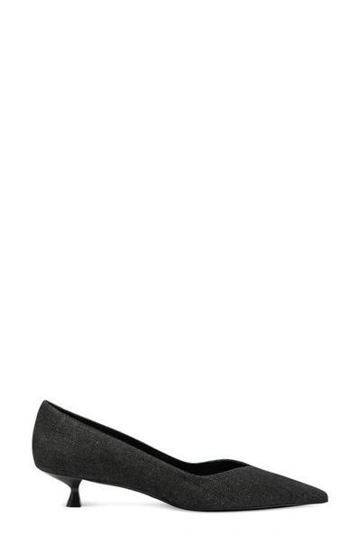 Shop Stuart Weitzman Eva Kitten Heel Pointed Toe Pump In Black Leather