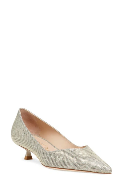 Stuart Weitzman Eva Pointed Toe Pump In Platino Vintage Denim