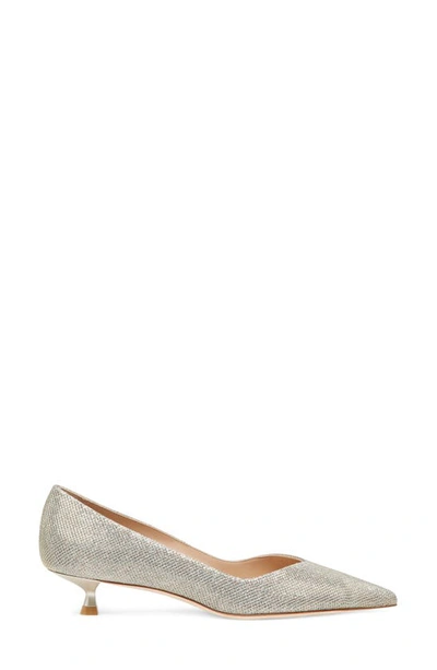 Shop Stuart Weitzman Eva Kitten Heel Pointed Toe Pump In Platino Vintage Denim