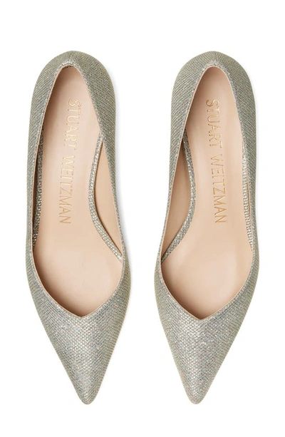 Shop Stuart Weitzman Eva Kitten Heel Pointed Toe Pump In Platino Vintage Denim