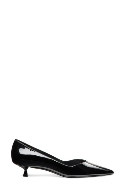 Shop Stuart Weitzman Eva Kitten Heel Pointed Toe Pump In Black Patent