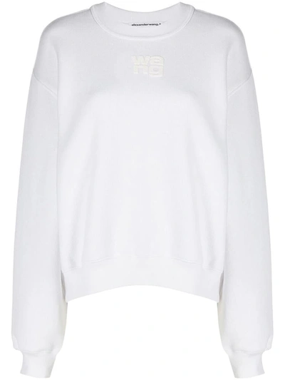 Shop Alexander Wang Essential Terry Crew Sweatshirt With Puff Paint Logo Clothing In White