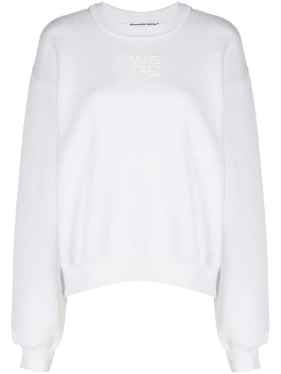 Alexander Wang Women Essential Terry Crew Sweatshirt With Puff Paint Logo In White