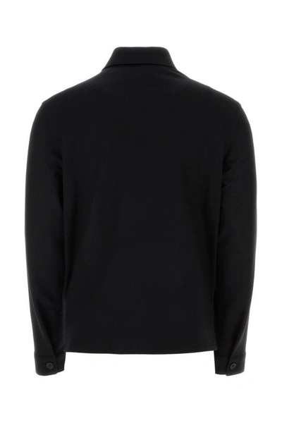 Shop Prada Man Black Cashmere And Wool Shirt