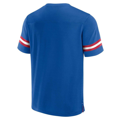 Shop Fanatics Branded  Royal New York Giants Jersey Tackle V-neck T-shirt