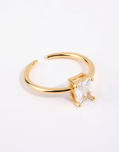 Lovisa Gold Emerald Cut Cubic Zirconia Ring In Multi